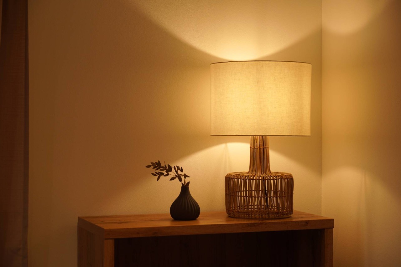 Lamp with shade sitting on side table near Newburgh, NY