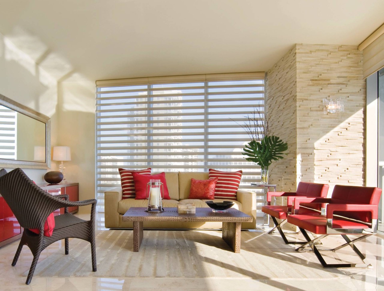 Hunter Douglas Pirouette® Sheer Shades in a living room near Newburgh, New York (NY)